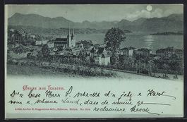 Mondschein-AK Luzern, Teilansicht mit Ki