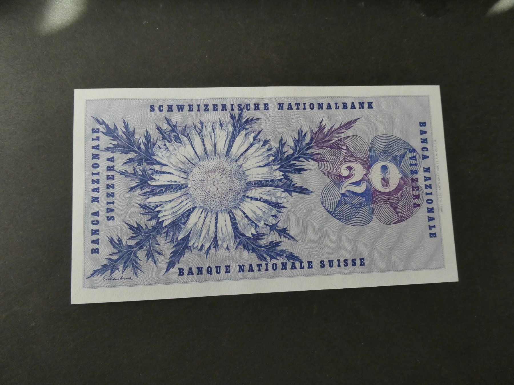 Billets de banque: Schweiz 1973, 20 Franken ungefaltet – D'occasion à Hinterforst par Rohusri 1