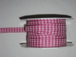 Karoband fuchsia /weiss Polyester 1cm breit
