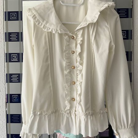 Jirai kei lolita fashion Bluse off-white Grösse S