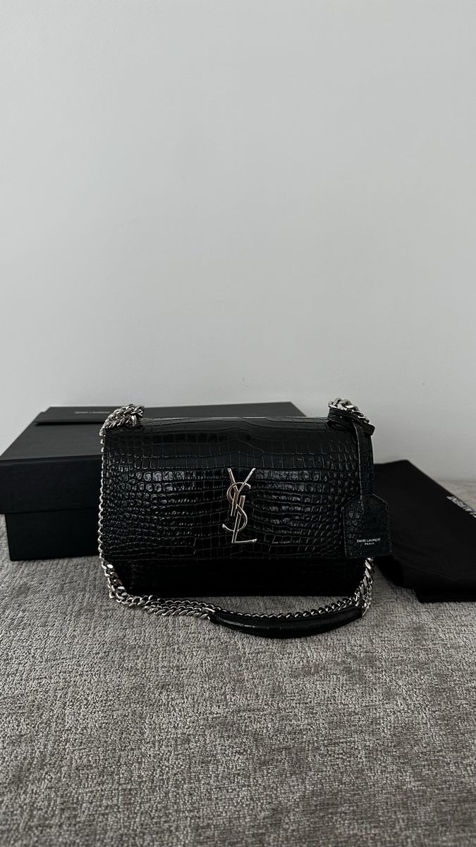 Saint Laurent Borse: YSL SUNSET MEDIUM IN CROCODILE-EMBOSSED LEDER – Nuovo (secondo la descrizione) da Birsfelden venduto da ant_ys8y 1