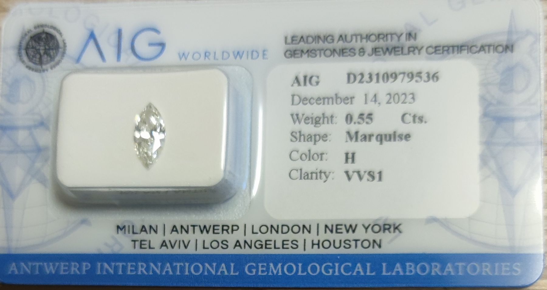 Pietre preziose: Diamant Marquise 0.55 Cts. H VVS1 – Nuovo e nell'imballaggio originale da chur venduto da califfo57 1