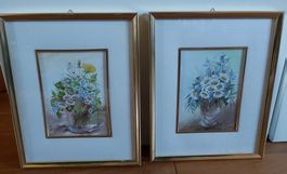 Original Anna F. Helfer - 2 wunderschöne  Blumen Stillleben