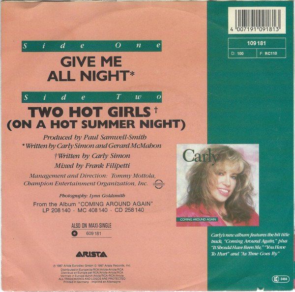 Schallplatten: Simon Carly: Give Me All Night 7" – Gebraucht aus Steinhausen von Vilivinili 1