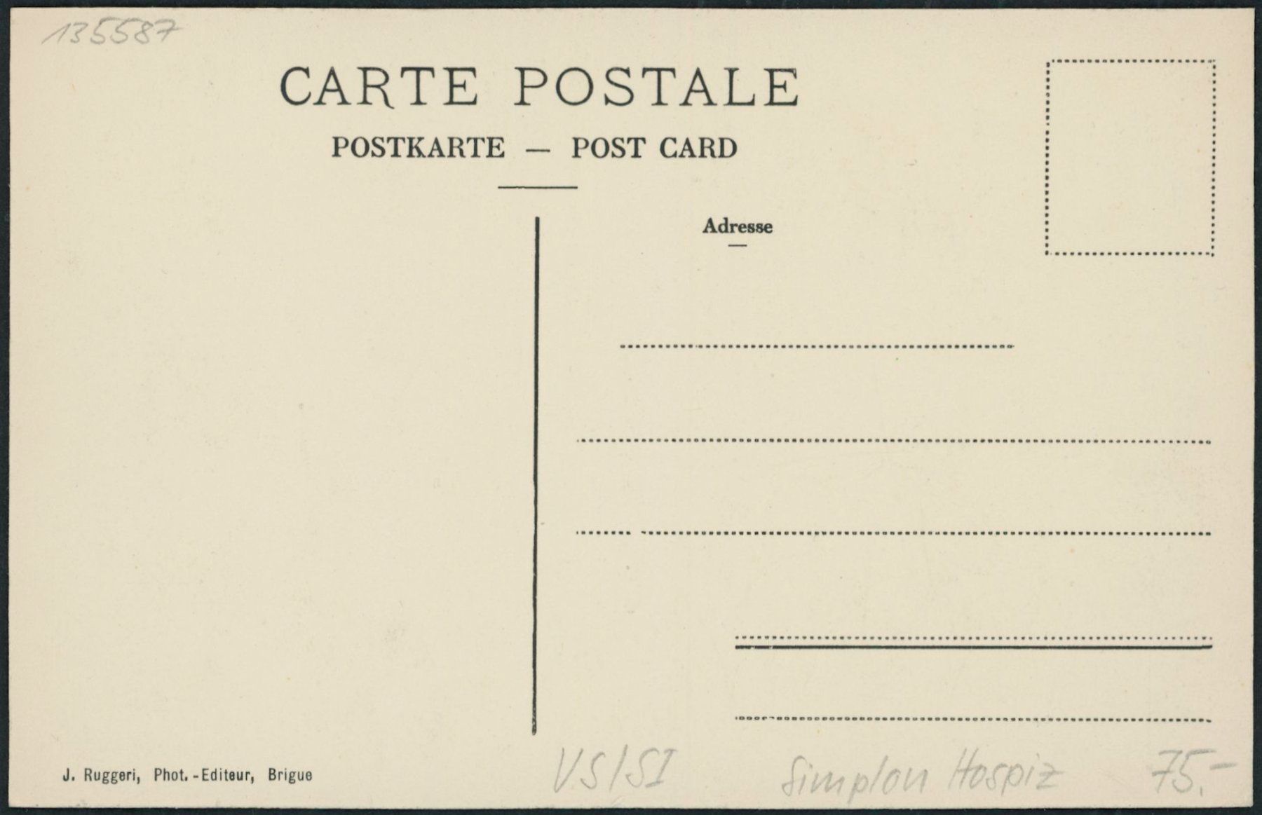 Cartoline postali: VS Simplon Pass – Nuovo (secondo la descrizione) da Schindellegi venduto da leecollect 1