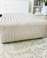 Bottega Veneta style genuine leather ottoman pouffe