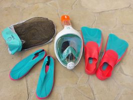 Ensemble de plongée : masque, tuba, palmes et chausson