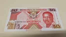 Tansania 50 Shilingi Banknote Banknoten Geld Sammlung 1993