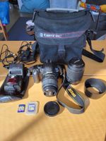 Nikon D3000, 2 Objektive (18-55mm, 55-200mm), Tasche, Blitz