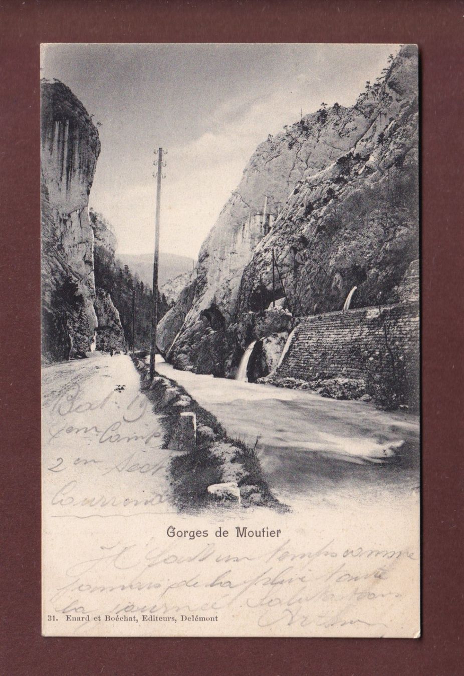 Cartes postales: Gorges de MOUTIER - 1905 Feldpost – D'occasion à Pully par nicecards-shop