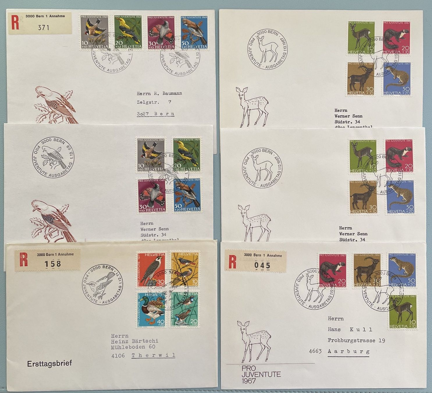 Tutti i francobolli: 12 gelaufene  Pro Juventute FDC – Usato da Eggersriet venduto da stamp303
