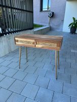 Eingangskommode Holz mit Rattan Schubladen gebraucht Zustand