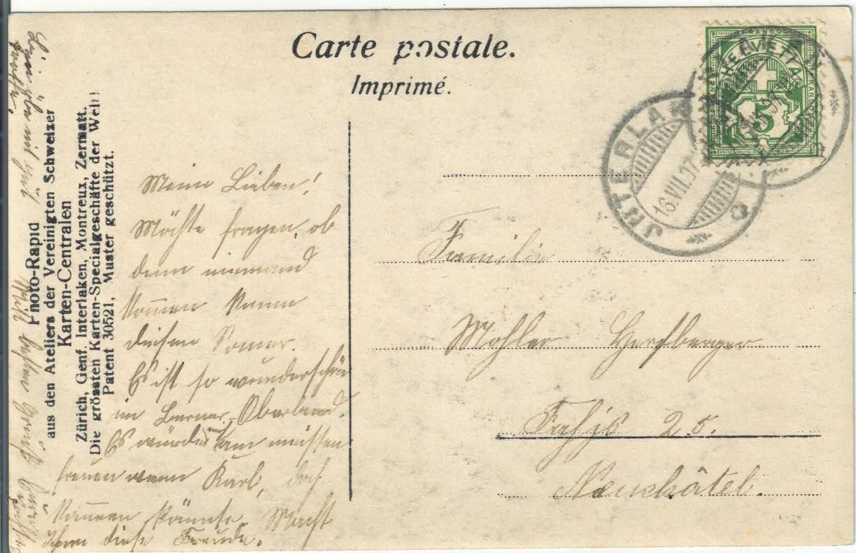 Cartoline postali: Interlaken - Junge Dame Femme – Usato da Ettingen venduto da Kartenplanet 1