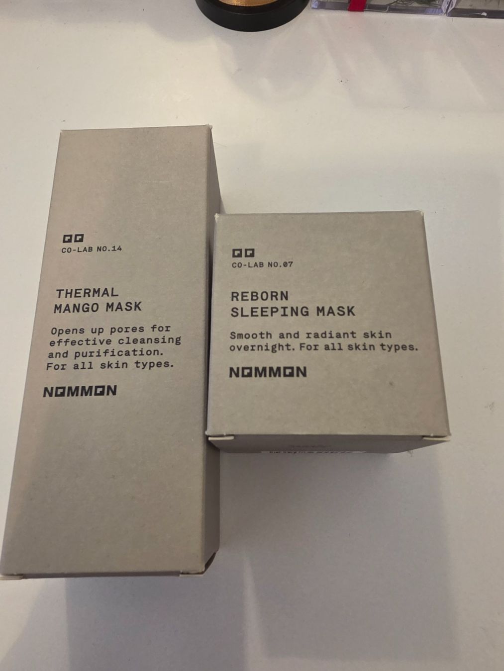 Maschere: NOMMON Masken Set, Co-Lab No.14 & No.07, Thermal Mango – Nuovo e nell'imballaggio originale da Winterthur venduto da pin_lt8l