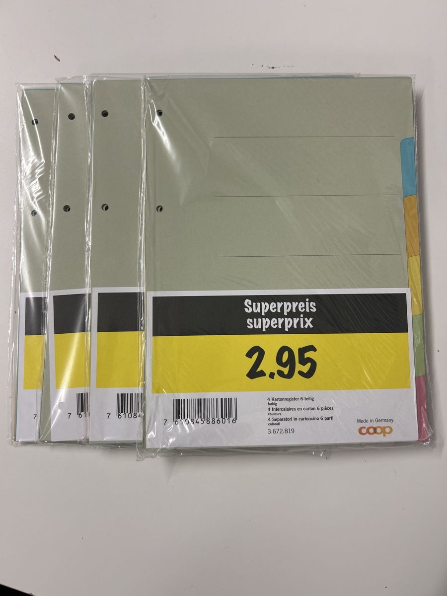 Ordner: Kartonregister: 4 Pack a 4 Register (6-teilig) – Neu und originalverpackt aus Ehrendingen von 86FM