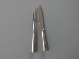 ANTIKES SILBERBESTECK MESSER UND GABEL MIT PUNZIERUNG
