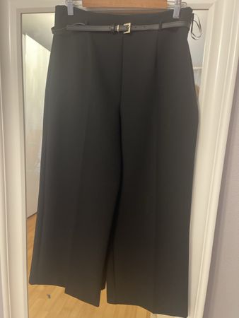 Schwarze Zara Culotte-Hose mit Gürtel, Grösse L - Herbst