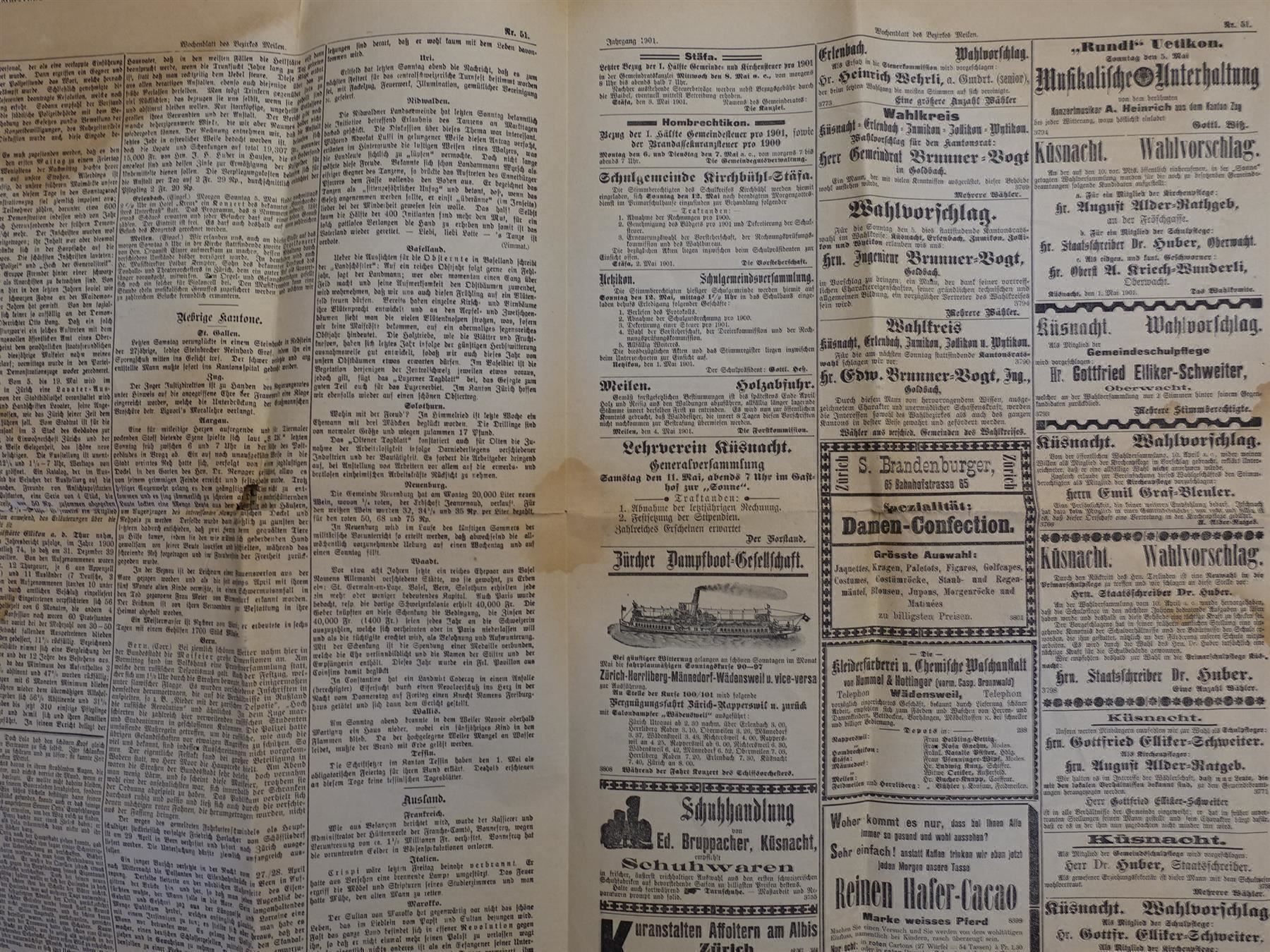 Calendari: Wochenblatt des Bezirks Meilen - 1901 – Usato da Gutenswil venduto da Optico 4