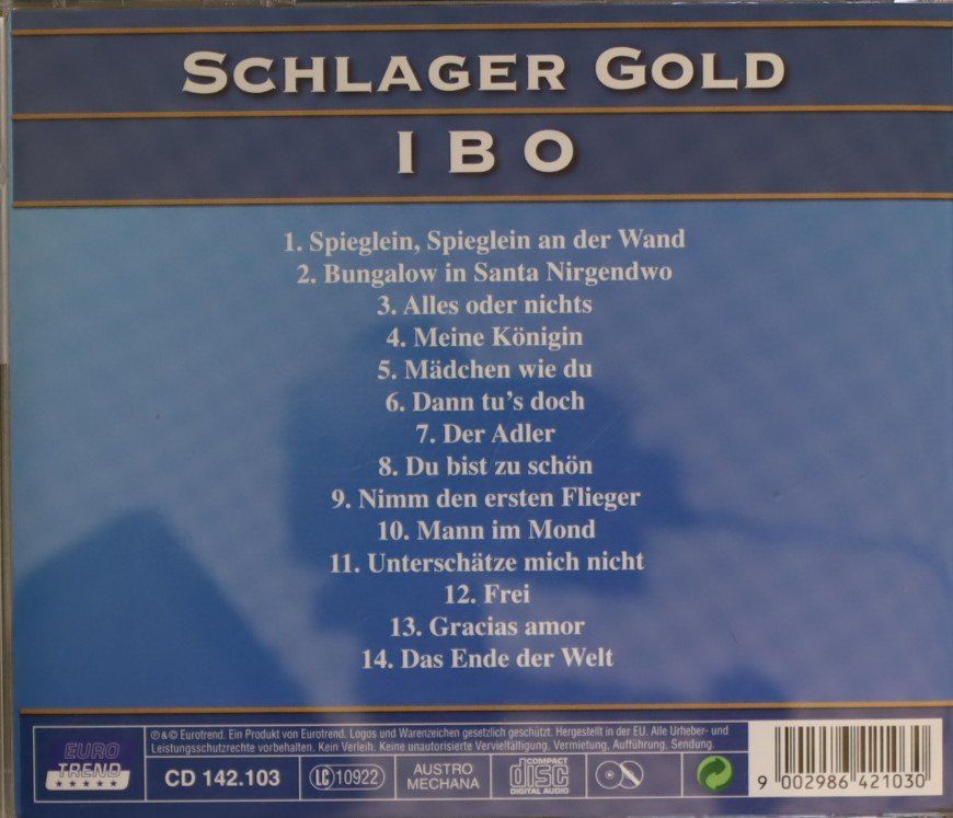 CDs: Schlager Gold IBO – Alles oder Nichts – D'occasion à Luzern par CONTENTI 2