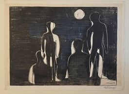 Lill Tschudi Linolschnitt,  "Knaben" 43x31cm