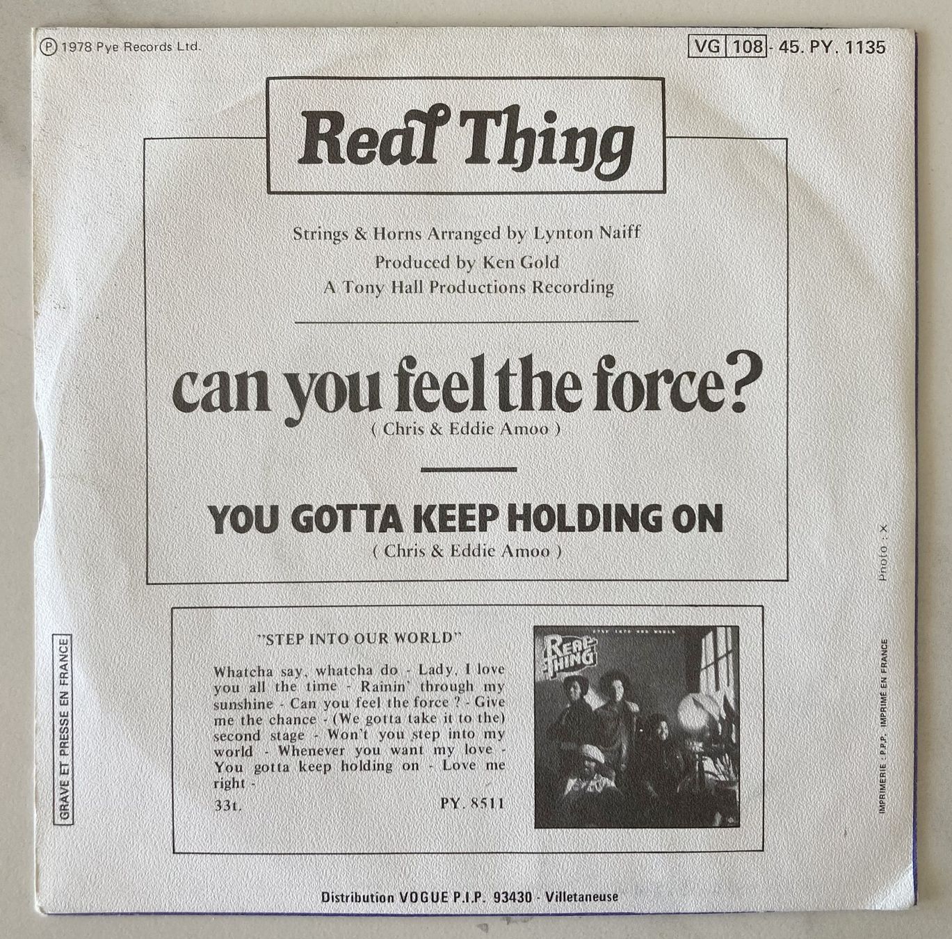 Vinyles: THE REAL THING - CAN YOU FEEL THE FORCE ? – D'occasion à Bottens par hotter-than-hell 1