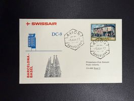 Swissair Erstflugbrief Barcelona - Basel 1972