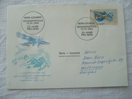 1963 Gedenkpostflug 25 Jahre Pro Aero Bern - Locarno