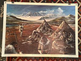 schulwandbild, rentierjäger urzeit
