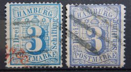 Hamburg Kat. 15 a&c gest. 1865/67 Kat. 95 Euro eine sign.