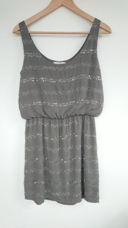 Damen Kleid Mango Gr. XS Grau 100% Polyester