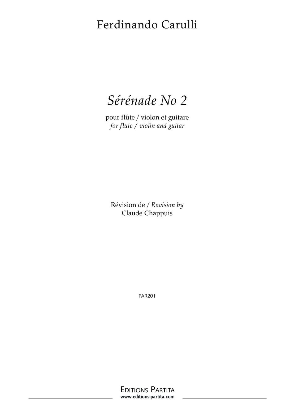 Libri: F. CARULLI – Sérénade No 2 – Nuovo e nell'imballaggio originale da St-Blaise venduto da partita-ch 1
