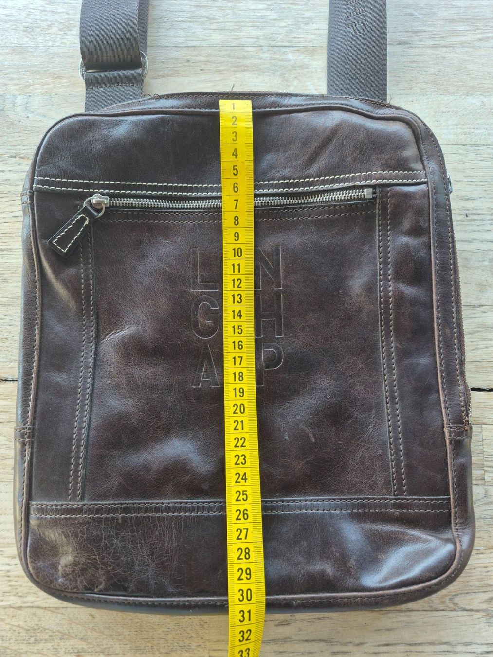 Longchamp Borse: Besace homme Longchamp cuir marron – Difettoso da le landeron venduto da canette 2