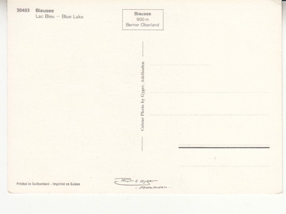 Cartoline postali: Blausee ca. 1970 – Usato da Bürglen TG venduto da StampGraf 1