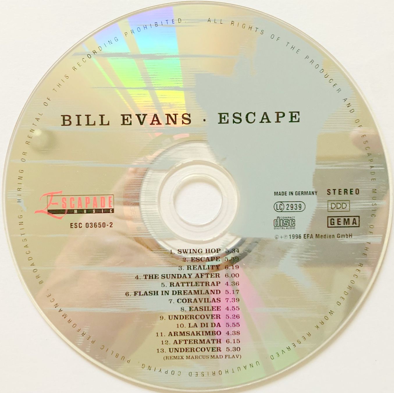 CDs: BILL EVANS - ESCAPE – Gebraucht aus Bottens von hotter-than-hell 2