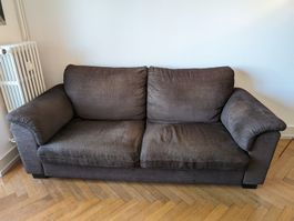 3er Sofa, braun, Stoff 220x100x100cm