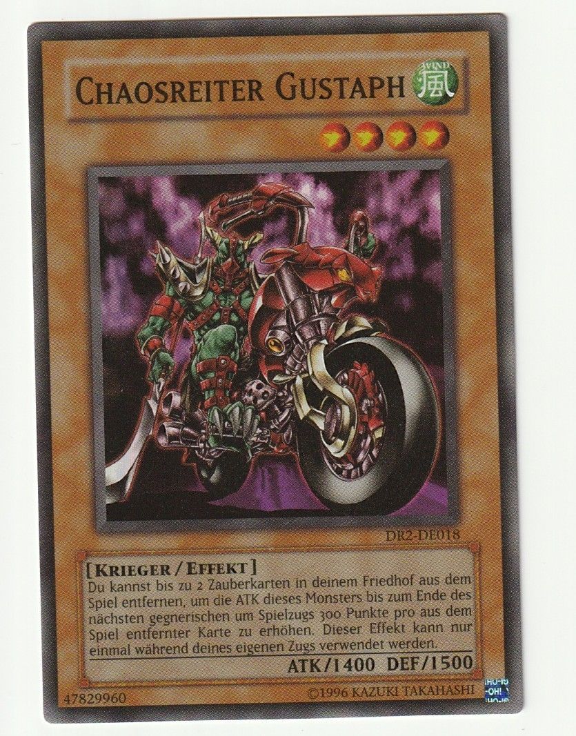Yugioh Sammelbilder & Trading cards: Chaosreiter Gustaph DR2 Super Rare – Gebraucht aus Schattdorf von Fabian500