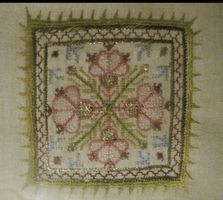 Paire Broderies Anciennes Fils Soie & Fil d'Or Fin XIX