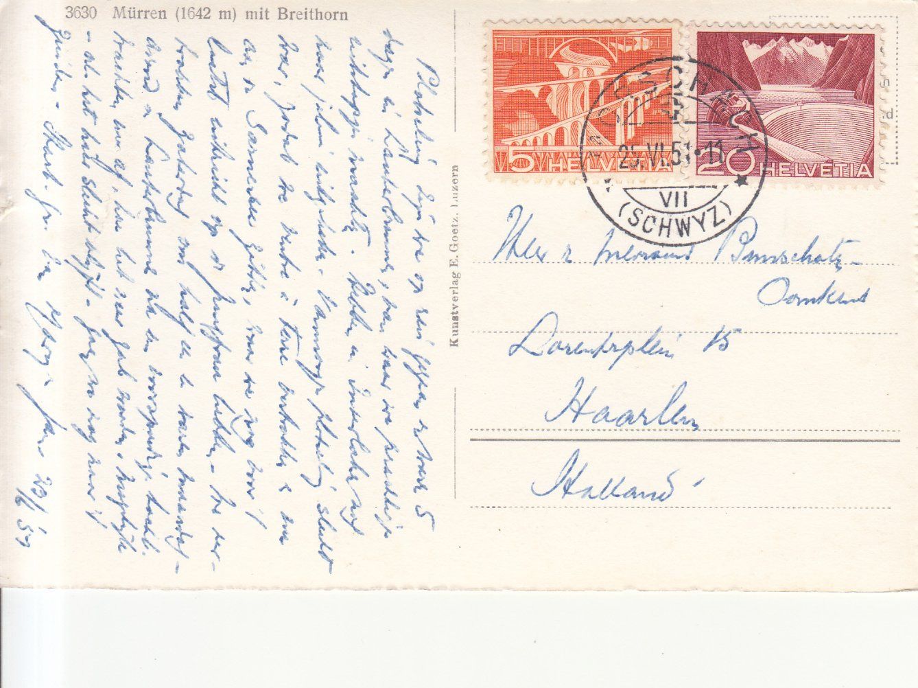 Ansichtskarten: Mürren 1951 – Gebraucht aus Bürglen TG von StampGraf 1