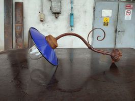 AnNo21 Antike Hof Lampe/Aussen Lampe/Emaille Schirm