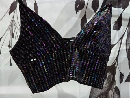 H&M Pailletten Crop Top - XS -