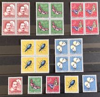 1956 Pro Juventute  Viererblock Sazt ** + Satz **