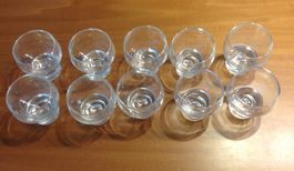 10 Bicchierini vintage anni '60 in vetro, perfetti