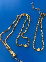 Luxus Elegante Edelsthal Kette mit Armband Farbe Gold