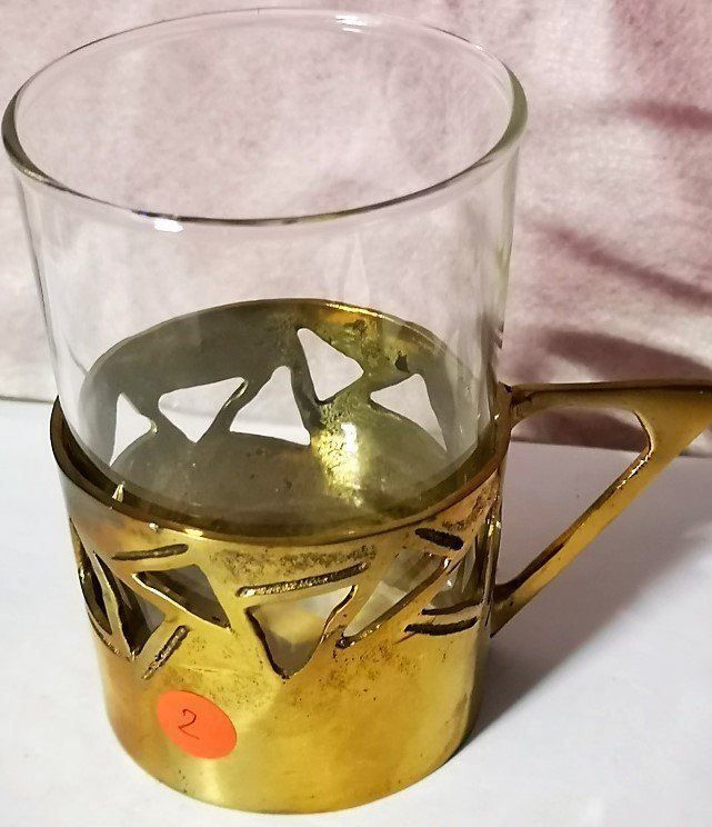 Bicchieri: Teeglas aus Messing Jesch (2) – Nuovo (secondo la descrizione) da Lutzenberg venduto da Pinschi01