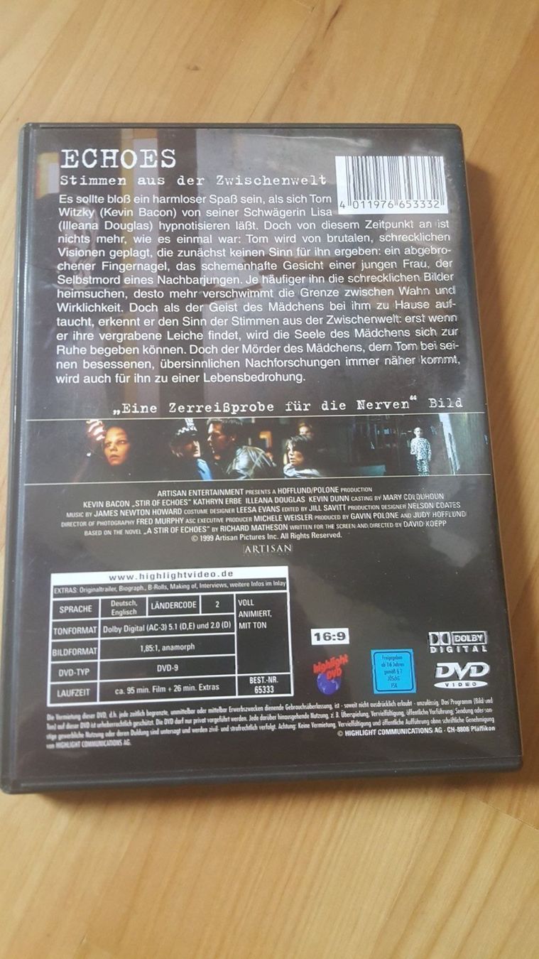 Tutti i DVDs: DVD Echoes mit Kevin Bacon – Usato da Dierikon venduto da sanpaplo 1