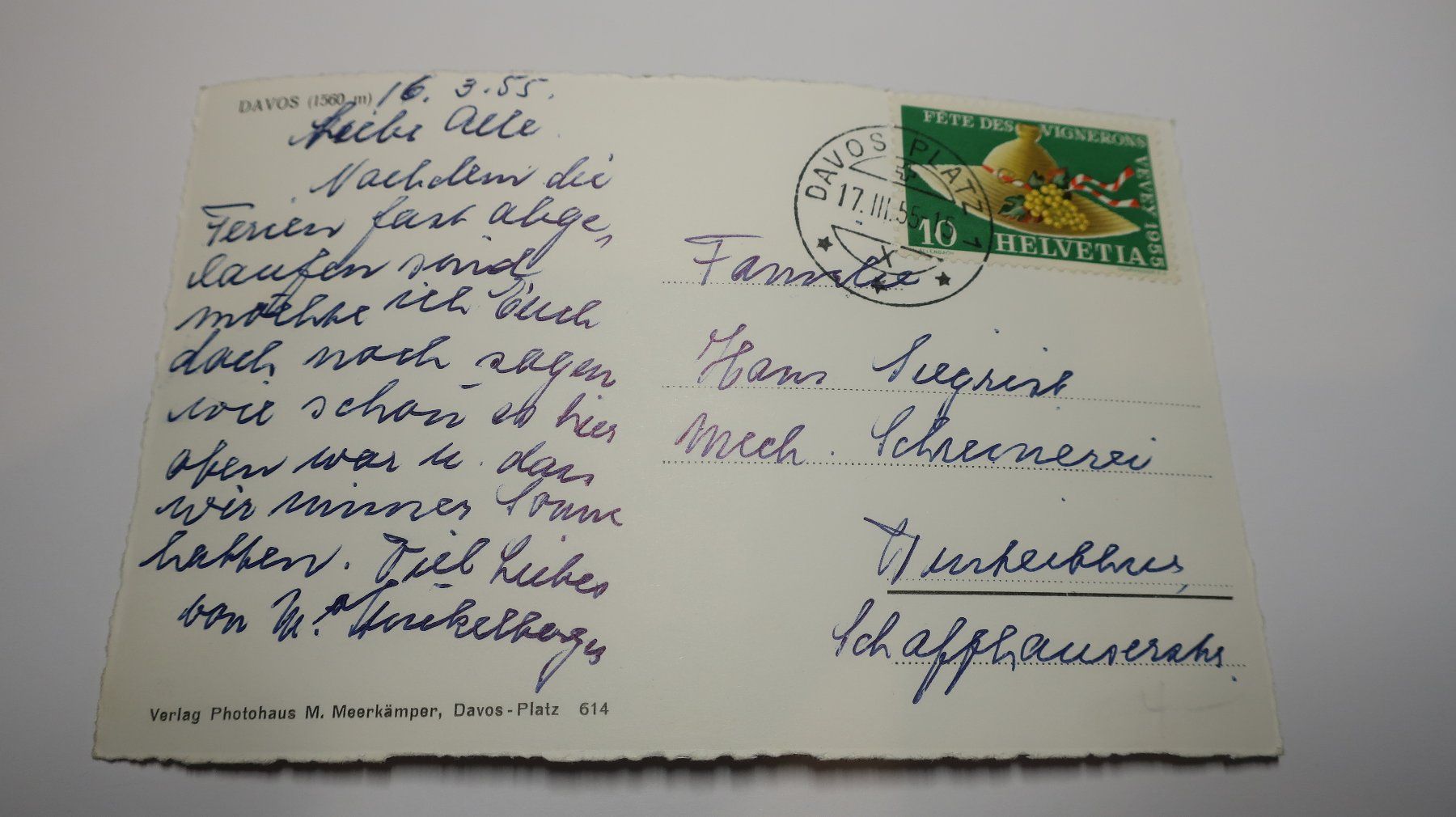 Cartoline postali: Davos  1955 – Usato da Cormoret venduto da Pascalll2001 3