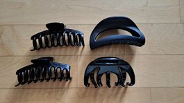 4 schwarze weiche Haarspangen aus Silikonmix