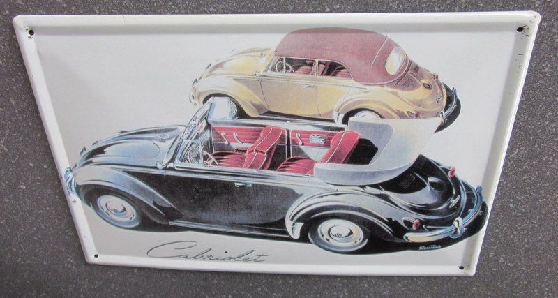 Volkswagen Insegne: Retro Blechschild VW-Käfer Cabriolet "Reuters" – Usato da Bischofszell venduto da Pfau0 2