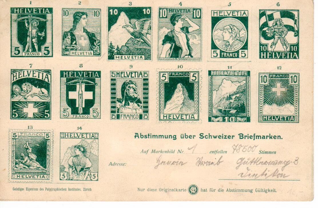 Cartes postales: Abstimmung über Schweizer Briefmarken – D'occasion à Wolhusen par Curver9