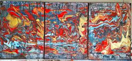 3 handgemalte Bilder auf Leinwand.  3x 30cm breit, 40cm hoch